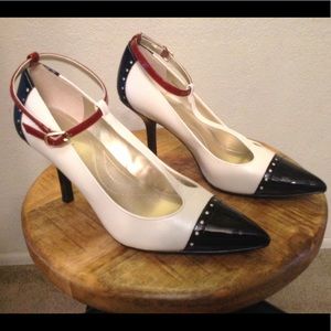 Tahari - black, white, red heels - like new